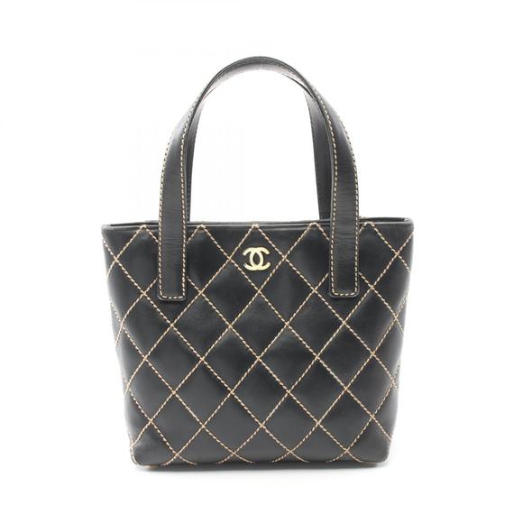 CHANEL Wild Stitch Tote Bag Leather Black - Picture 1 of 10